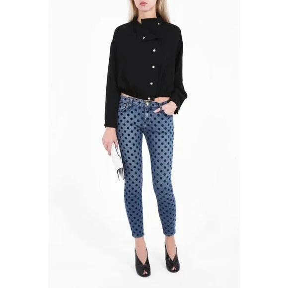 Current Elliott Flocked Dot The Stiletto Jeans - Size 25 - Picture 1 of 7